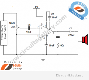 Laser Communication project circuit schematic using LASER diode and LM386 low voltage audio amplifier_Receiver circuit